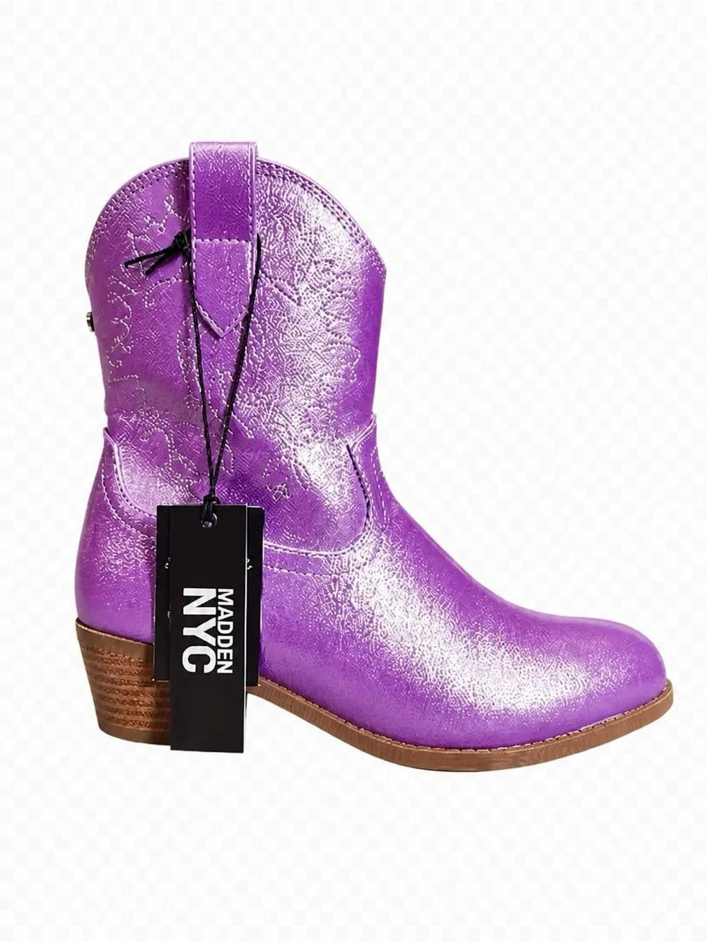 Girls' Sparkle Magenta Ankle Boots with Side Zip